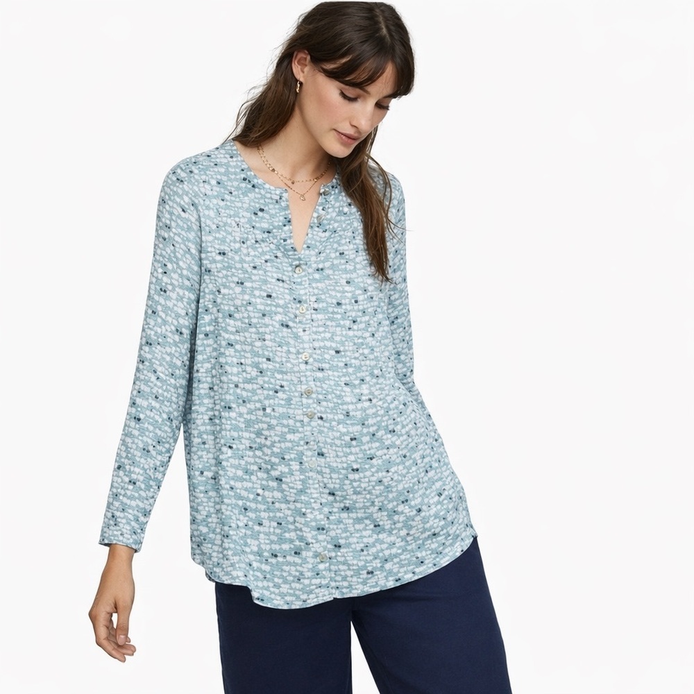 Anthropologie 0 52 conversations polar bear blouse topblue rayon 0754 women